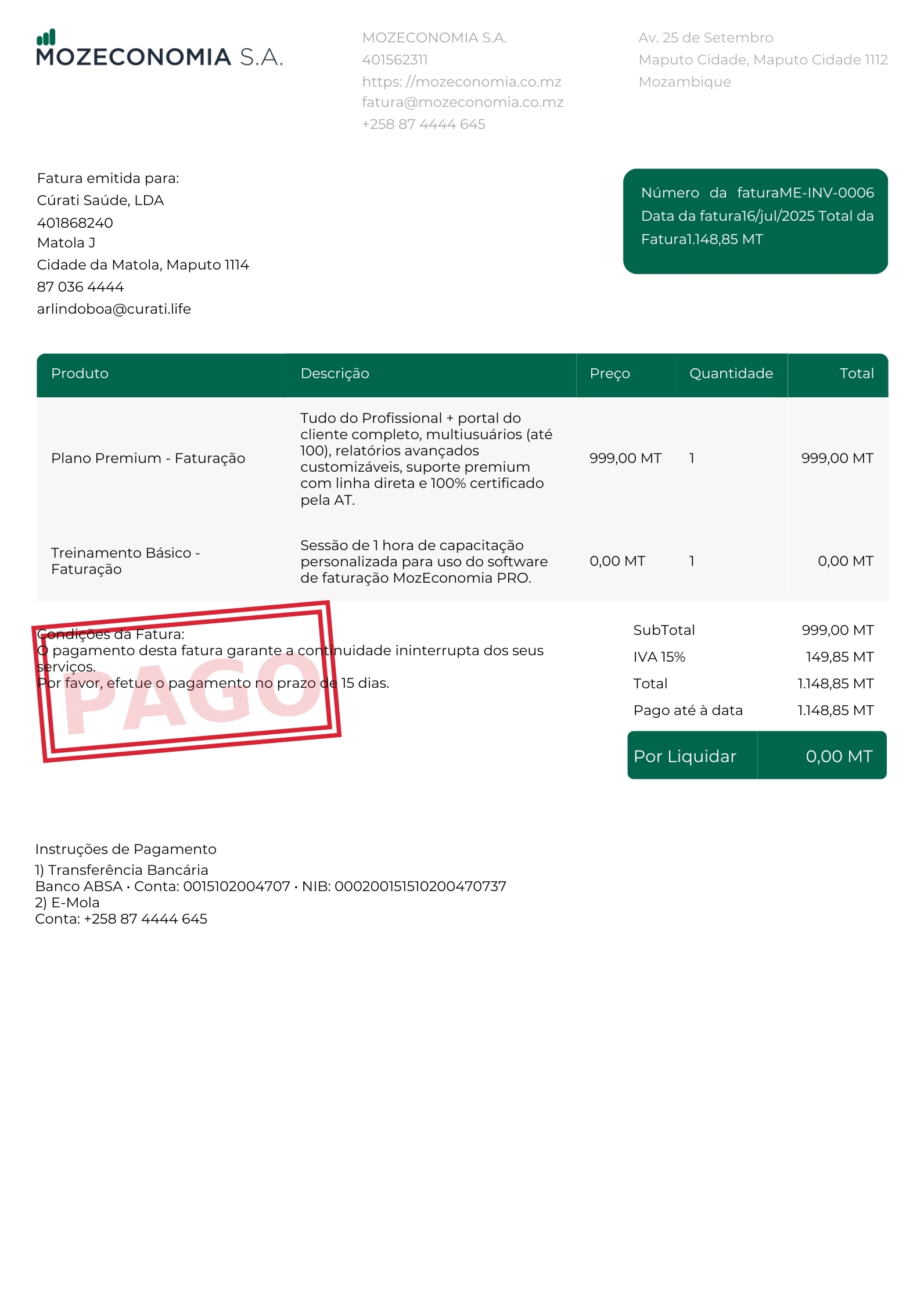 Fatura Paga MozEconomia